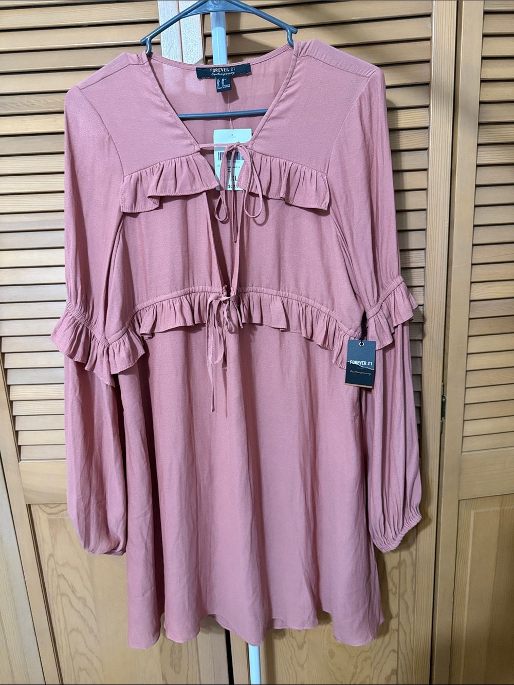 Forever 21 Mauve Ruffle Tie-Front Tunic Dress